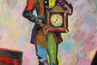 Фундаментальный лексикон (фрагмент с часами). 2009. Холст, масло. 100х67